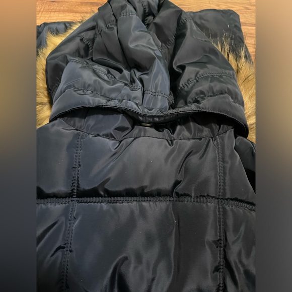 Tommy Hilfiger Navy Blue Faux Fur Hood Puffer Winter Jacket Coat XS Extra Small - Picture 6 of 11